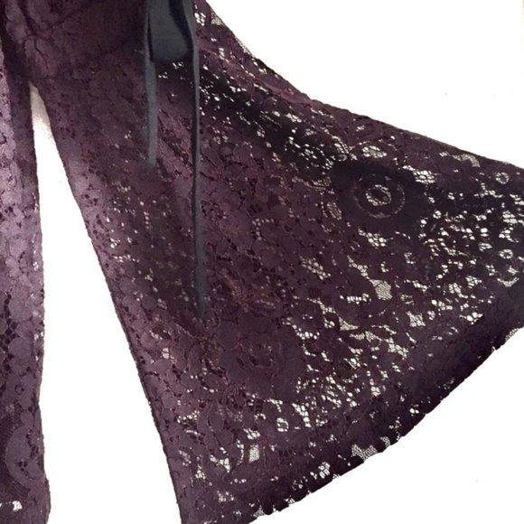 LOFT | Plum/Merlot Lace Bell Tie-Sleeve To… - Picture 7 of 7